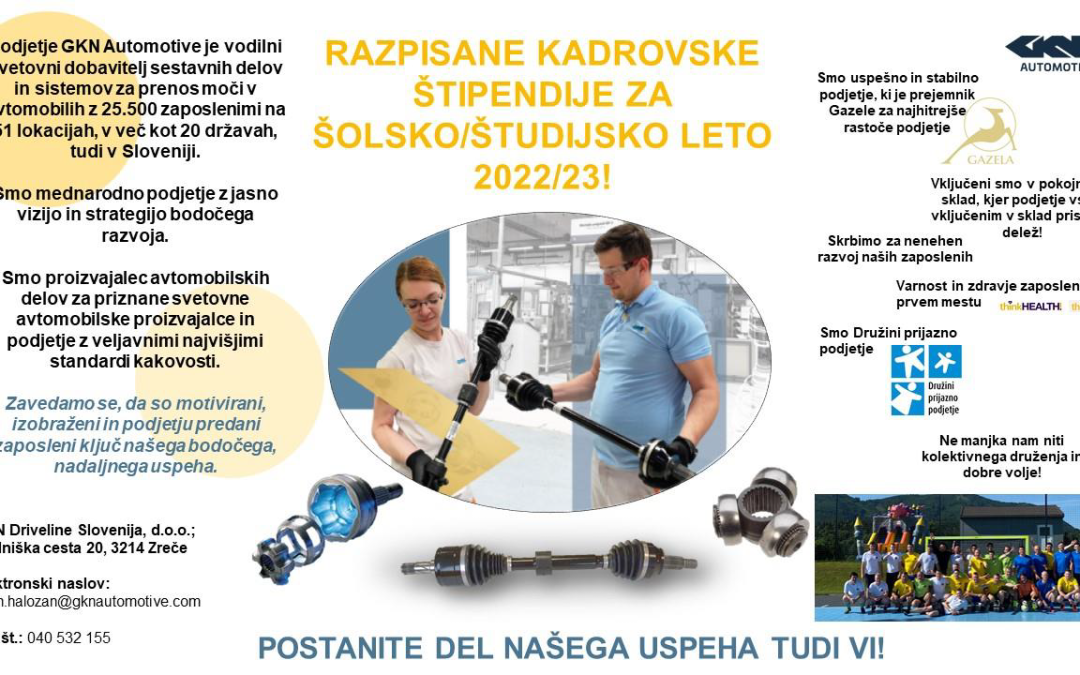 Kadrovske štipendije podjetja GKN Automotive